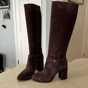 Ann Taylor Block Heel Suede Buckle Boot